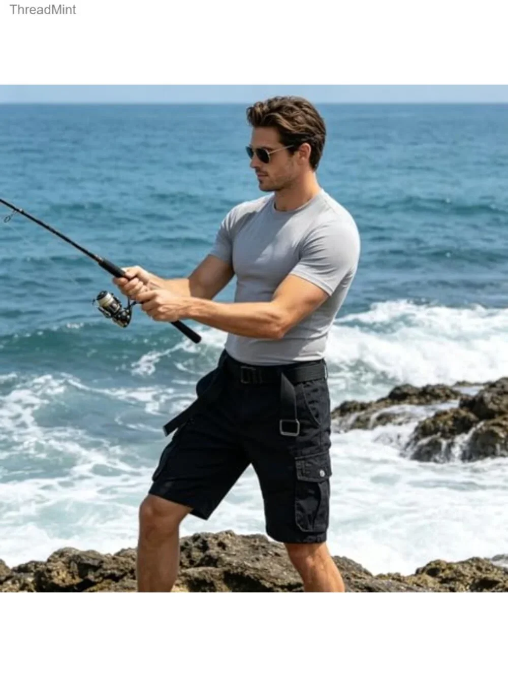 Men's Cotton Cargo Shorts Casual Summer Outdoor Work with 6 Pockets